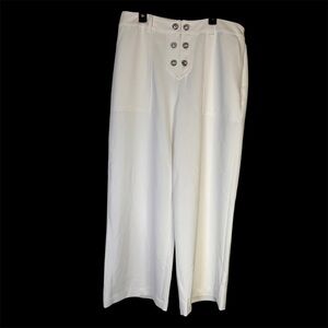 NWOT Karl Lagerfeld Paris Sailor Wide Leg Pants Sz 10 High Rise Silver Side Zip